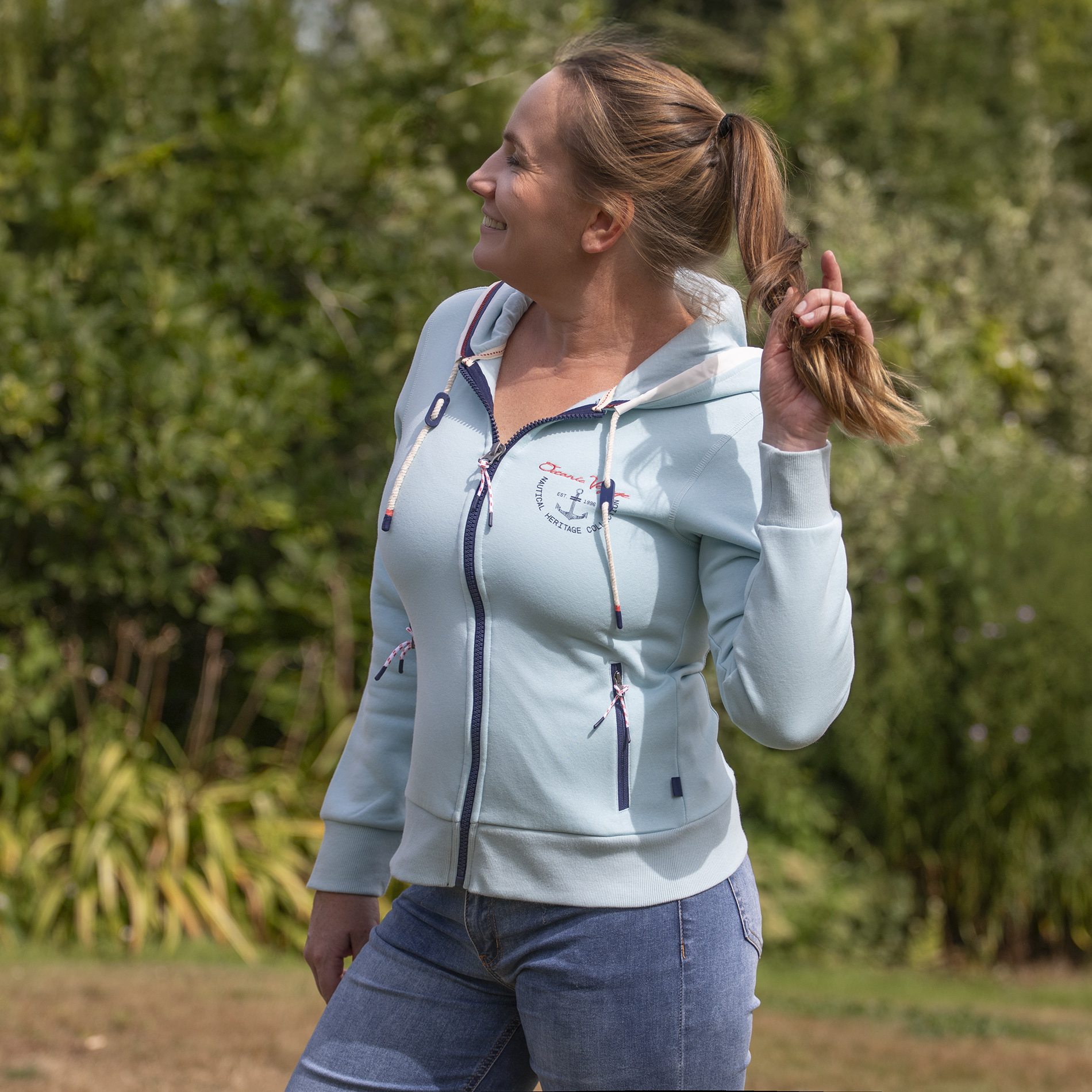 Damen Sweatjacke Azurblau